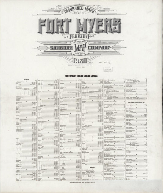 Sanborn Fire Insurance Map from Fort Myers, Lee County, Florida (1930), Sheet #0001 - Historic Sanborn Fire Insurance Map Print, vintage old map wall art, antique decor, genealogy gift, Florida Florida map