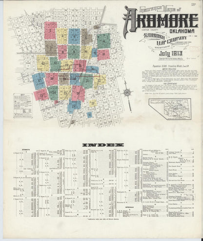 Sanborn Fire Insurance Map from Ardmore, Carter County, Oklahoma (1913), Sheet #0001 - Complete Map Set gallery image, historic Sanborn map, vintage wall art, Oklahoma Oklahoma