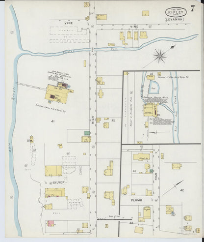 Sanborn Fire Insurance Map from Ripley, Brown County, Ohio (1895), Sheet #0007 - Historic Sanborn Fire Insurance Map Print, vintage old map wall art, antique decor, genealogy gift, Ohio Ohio map
