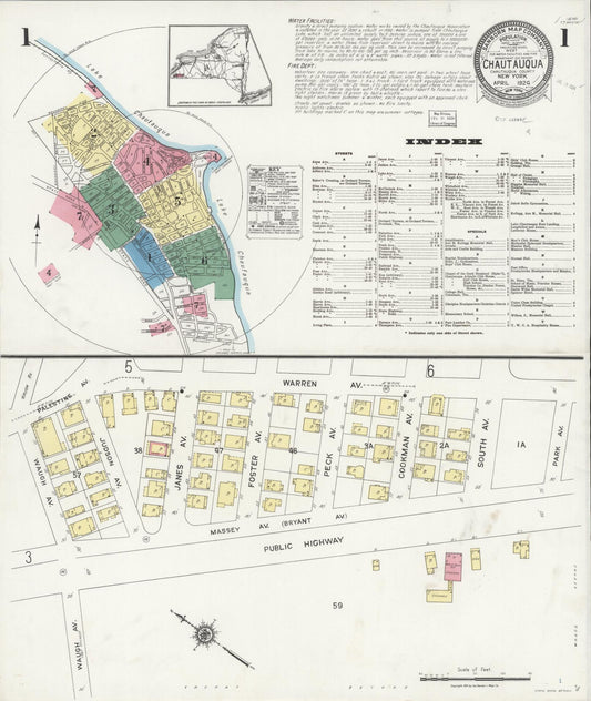 Sanborn Fire Insurance Map from Cheektowaga, Erie County, New York (1924), Sheet #0001 - Historic Sanborn Fire Insurance Map Print, vintage old map wall art, antique decor, genealogy gift, New York New York map