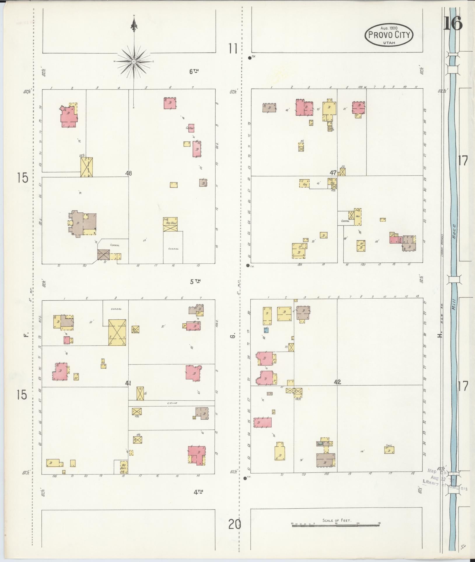 Sanborn Fire Insurance Map from Provo, Utah County, Utah (1900), Sheet #0016 - Complete Map Set gallery image, historic Sanborn map, vintage wall art, Provo Utah