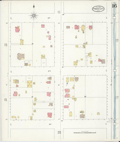 Sanborn Fire Insurance Map from Provo, Utah County, Utah (1900), Sheet #0016 - Complete Map Set gallery image, historic Sanborn map, vintage wall art, Provo Utah