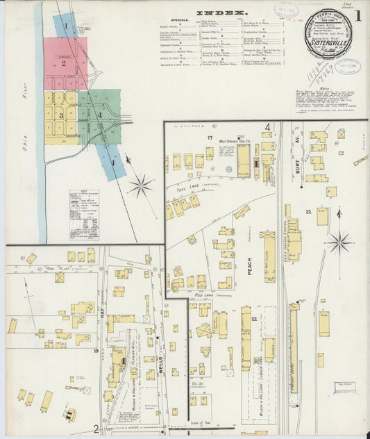 Sanborn Fire Insurance Map from Sistersville, Tyler County, West Virginia (1898), Sheet #0001 - Complete Map Set gallery image, historic Sanborn map, vintage wall art, West Virginia West Virginia