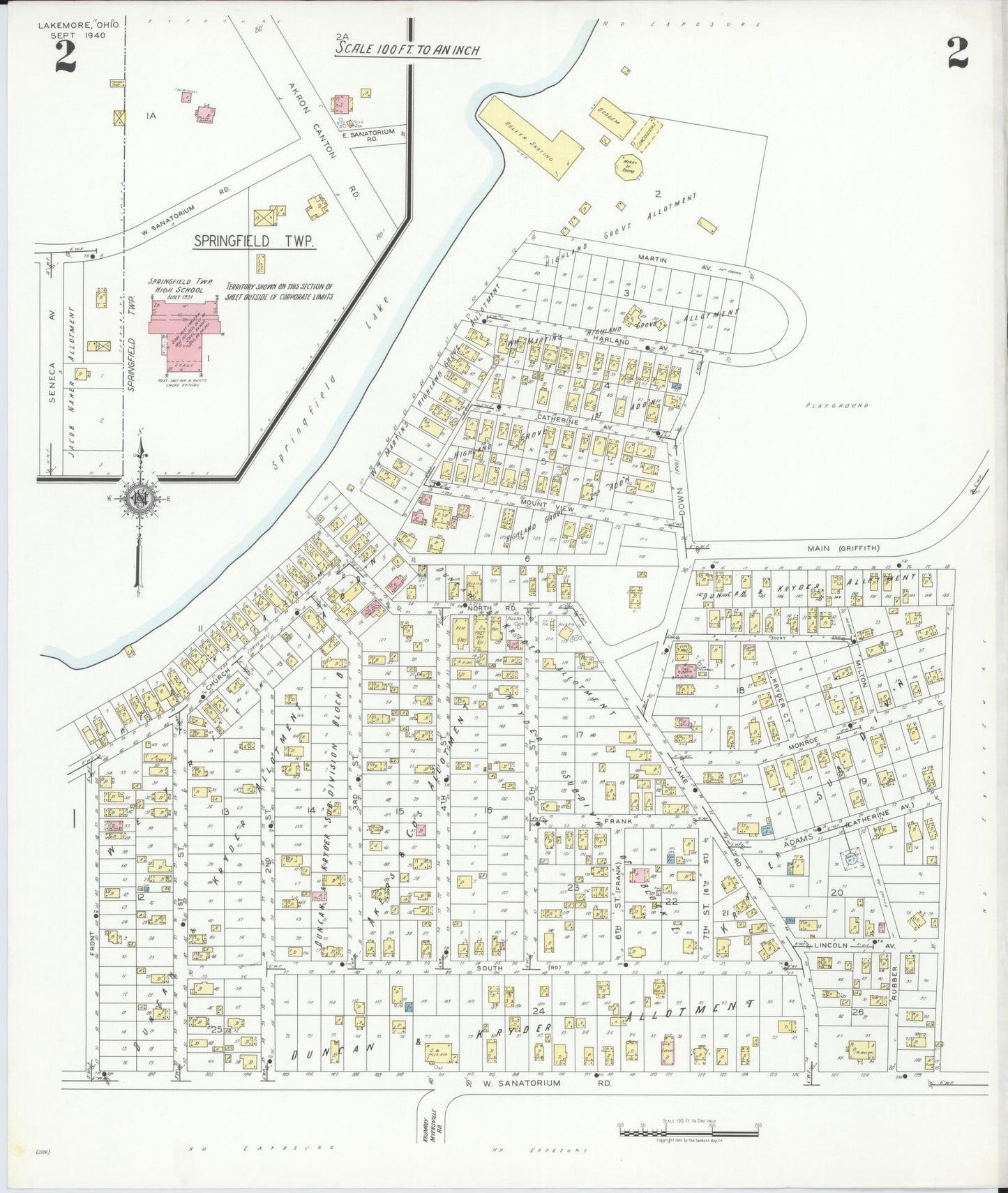 Sanborn Fire Insurance Map from Lakemore, Summit County, Ohio (1940), Sheet #0002 - Historic Sanborn Fire Insurance Map Print, vintage old map wall art, antique decor, genealogy gift, Ohio Ohio map