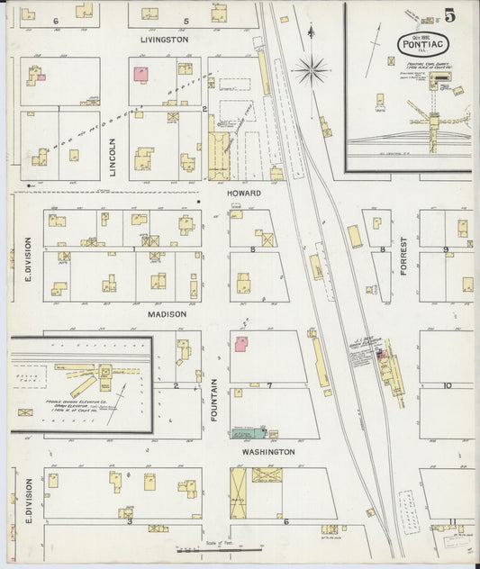 Sanborn Fire Insurance Map from Pontiac, Livingston County, Illinois (1892), Sheet #0005 - Historic Sanborn Fire Insurance Map Print, vintage old map wall art, antique decor, genealogy gift, Illinois Illinois map