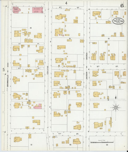 Sanborn Fire Insurance Map from Trenton, Gibson County, Tennessee (1900), Sheet #0006 - Complete Map Set gallery image, historic Sanborn map, vintage wall art, Tennessee Tennessee