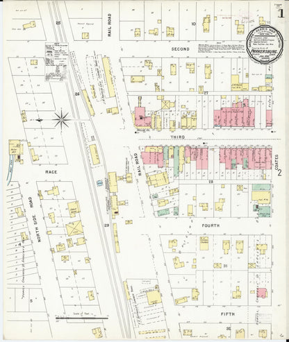Sanborn Fire Insurance Map from Parkersburg, Butler County, Iowa (1896), Sheet #0001 - Historic Sanborn Fire Insurance Map Print, vintage old map wall art
