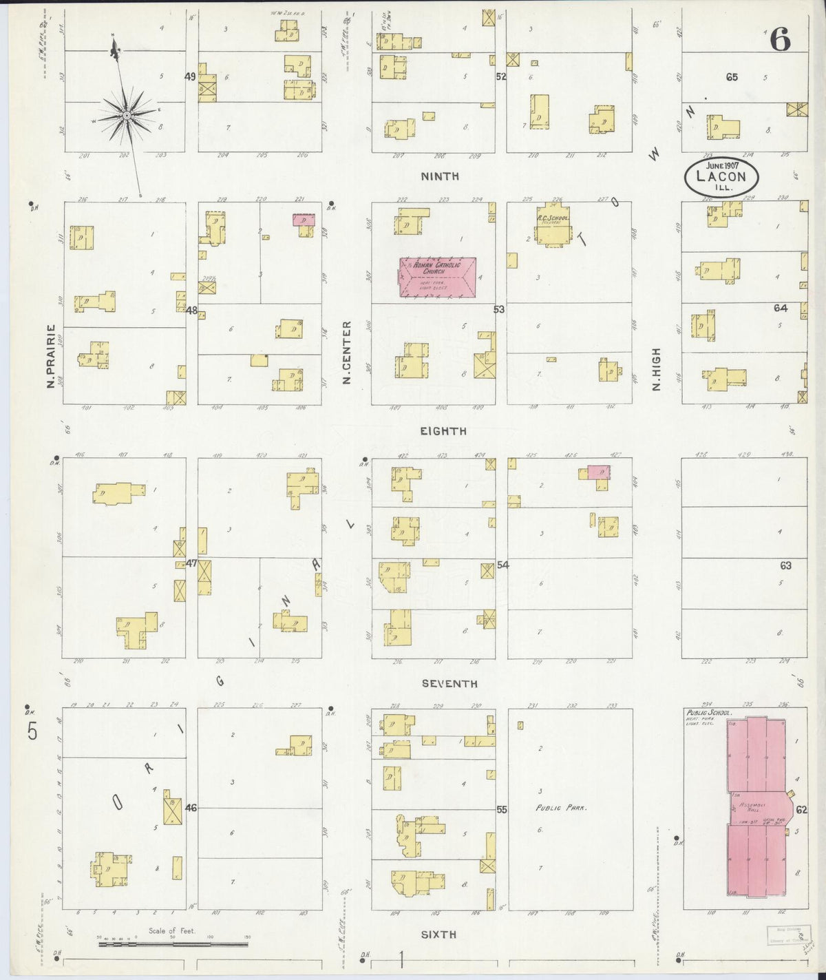 Sanborn Fire Insurance Map from Lacon, Marshall County, Illinois (1907), Sheet #0006 - Complete Map Set gallery image, historic Sanborn map, vintage wall art, Illinois Illinois