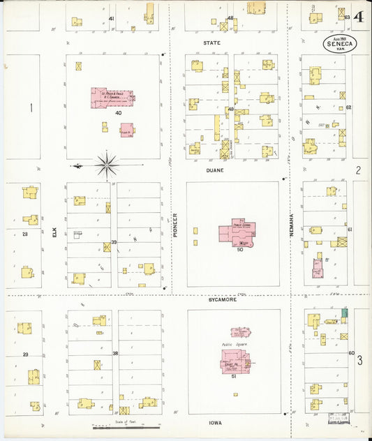 Sanborn Fire Insurance Map from Seneca, Nemaha County, Kansas (1901), Sheet #0004 - Historic Sanborn Fire Insurance Map Print, vintage old map wall art, antique decor, genealogy gift, Kansas Kansas map