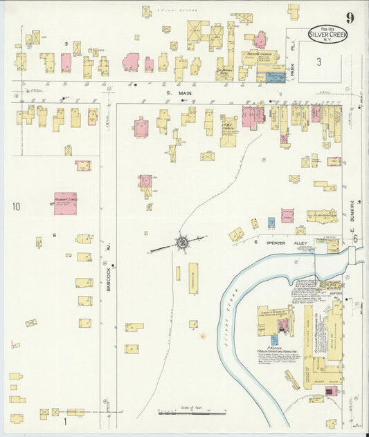 Sanborn Fire Insurance Map from Silver Creek, Chautauqua County, New York (1913), Sheet #0009 - Historic Sanborn Fire Insurance Map Print, vintage old map wall art, antique decor, genealogy gift, New York New York map