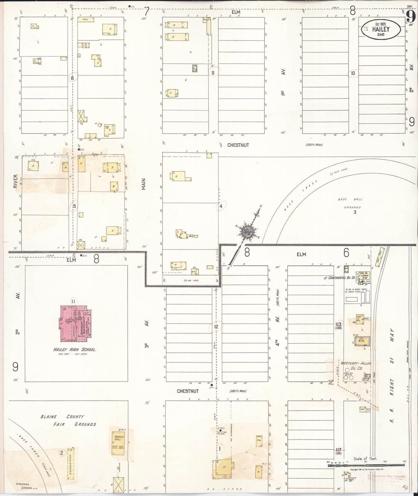Sanborn Fire Insurance Map from Hailey, Blaine County, Idaho (1931), Sheet #0009 - Complete Map Set gallery image, historic Sanborn map, vintage wall art, Idaho Idaho