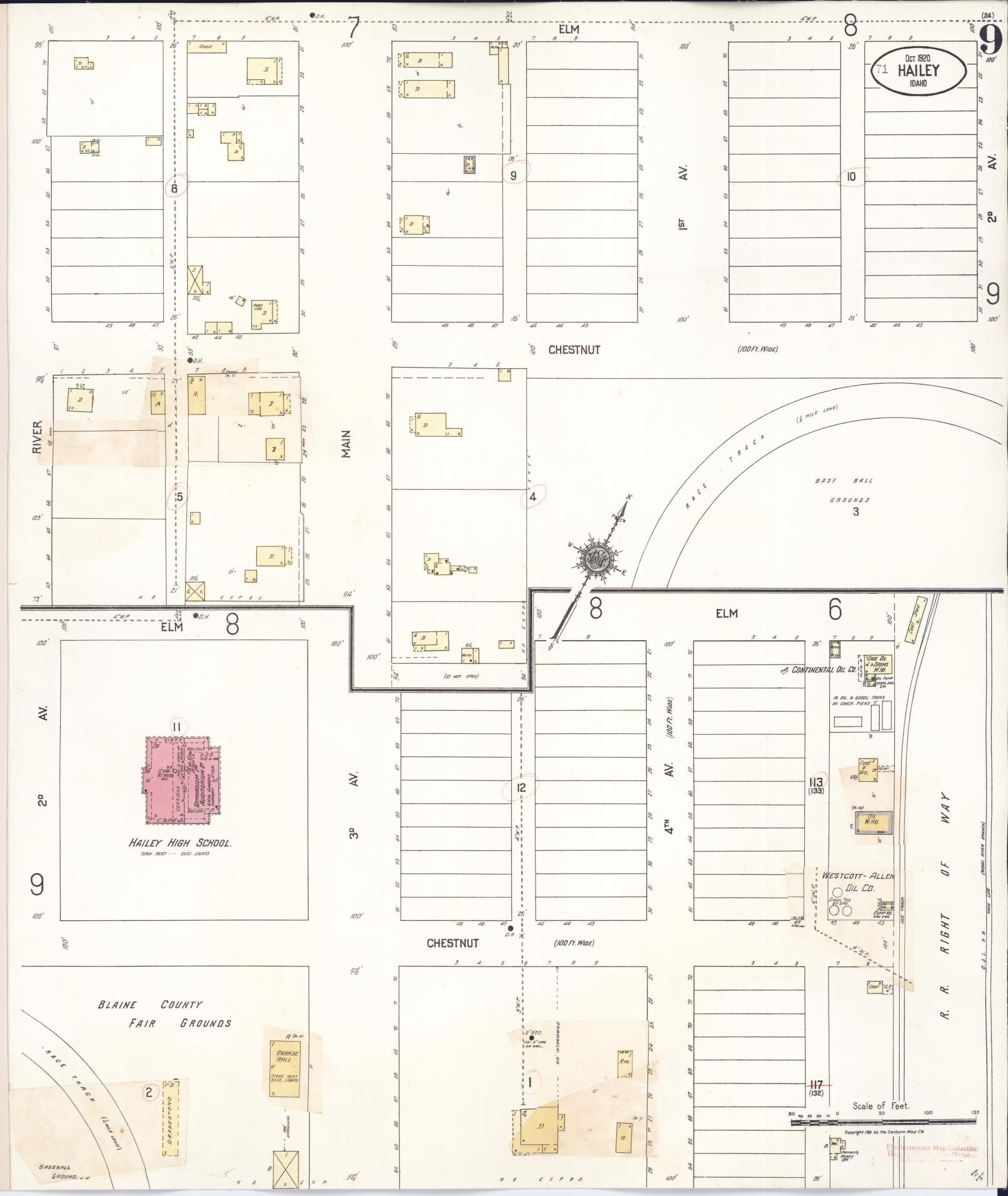 Sanborn Fire Insurance Map from Hailey, Blaine County, Idaho (1931), Sheet #0009 - Complete Map Set gallery image, historic Sanborn map, vintage wall art, Idaho Idaho