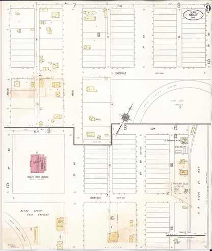 Sanborn Fire Insurance Map from Hailey, Blaine County, Idaho (1931), Sheet #0009 - Complete Map Set gallery image, historic Sanborn map, vintage wall art, Idaho Idaho