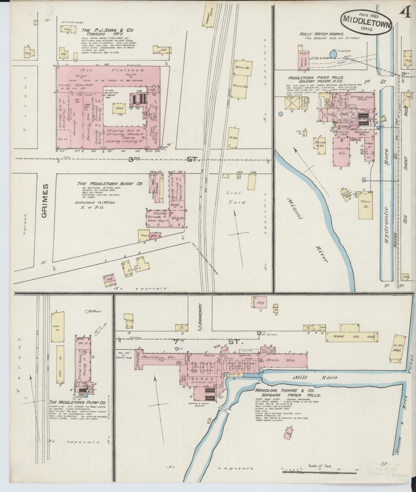 Sanborn Fire Insurance Map from Middletown, Butler County, Ohio (1885), Sheet #0004 - Complete Map Set gallery image, historic Sanborn map, vintage wall art, Ohio Ohio