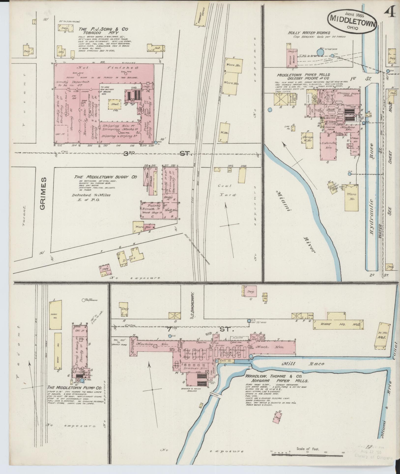 Sanborn Fire Insurance Map from Middletown, Butler County, Ohio (1885), Sheet #0004 - Complete Map Set gallery image, historic Sanborn map, vintage wall art, Ohio Ohio