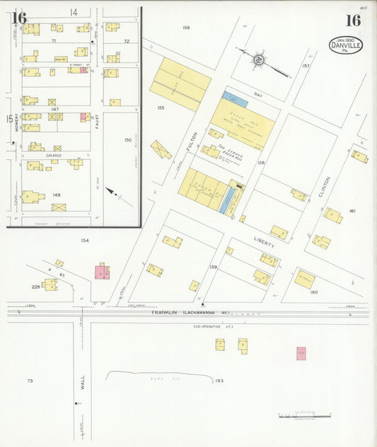 Sanborn Fire Insurance Map from Danville, Montour County, Pennsylvania (1930), Sheet #0016 - Historic Sanborn Fire Insurance Map Print, vintage old map wall art, antique decor, genealogy gift, Pennsylvania Pennsylvania map