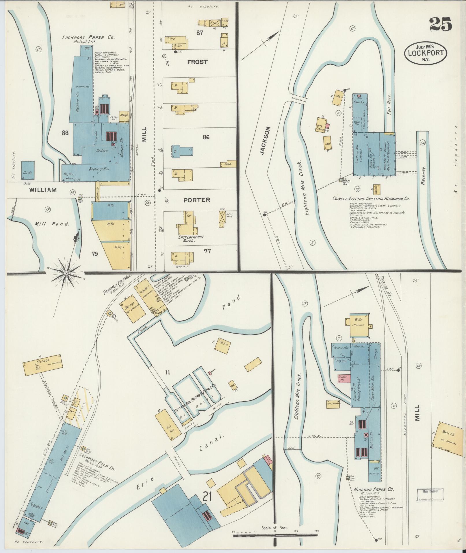 Sanborn Fire Insurance Map from Lockport, Niagara County, New York (1903), Sheet #0025 - Historic Sanborn Fire Insurance Map Print, vintage old map wall art, antique decor, genealogy gift, New York New York map