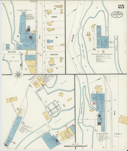 Sanborn Fire Insurance Map from Lockport, Niagara County, New York (1903), Sheet #0025 - Historic Sanborn Fire Insurance Map Print, vintage old map wall art, antique decor, genealogy gift, New York New York map