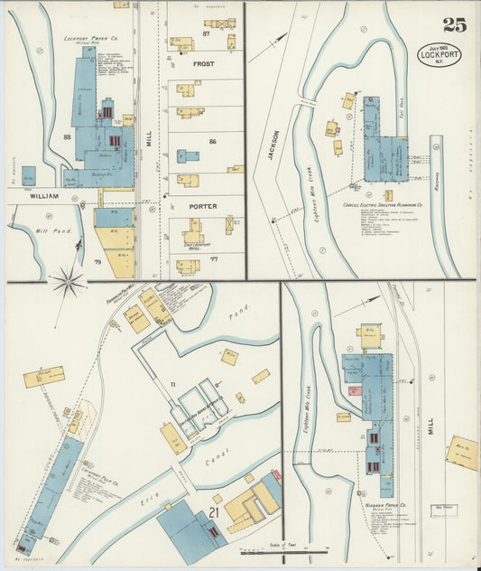Sanborn Fire Insurance Map from Lockport, Niagara County, New York (1903), Sheet #0025 - Historic Sanborn Fire Insurance Map Print, vintage old map wall art, antique decor, genealogy gift, New York New York map