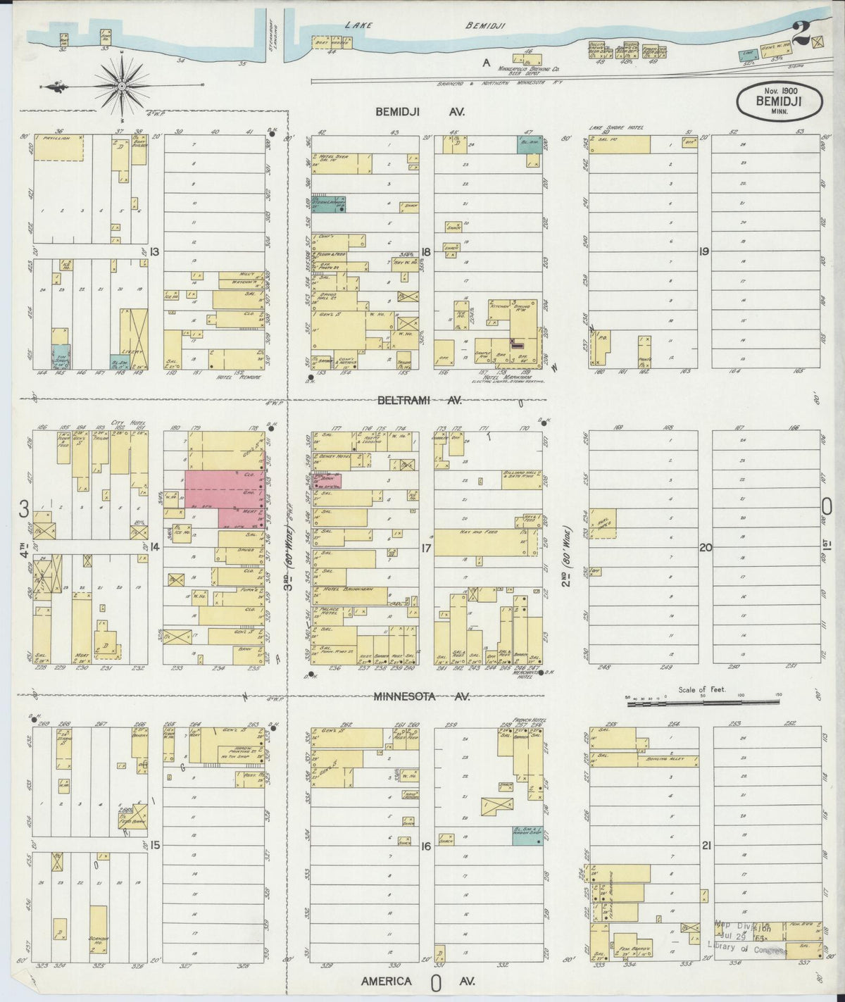 Sanborn Fire Insurance Map from Bemidji, Beltrami County, Minnesota (1900), Sheet #0002 - Complete Map Set gallery image, historic Sanborn map, vintage wall art, Minnesota Minnesota
