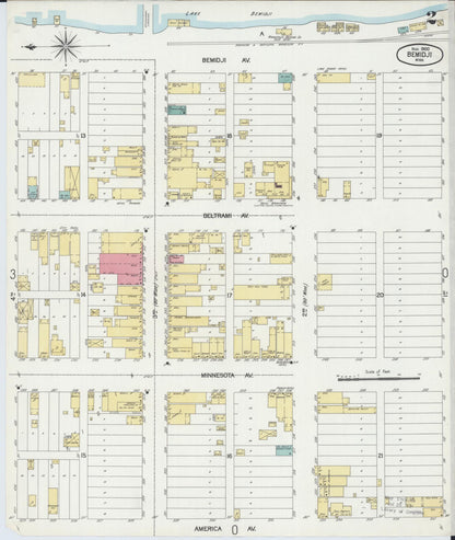 Sanborn Fire Insurance Map from Bemidji, Beltrami County, Minnesota (1900), Sheet #0002 - Complete Map Set gallery image, historic Sanborn map, vintage wall art, Minnesota Minnesota