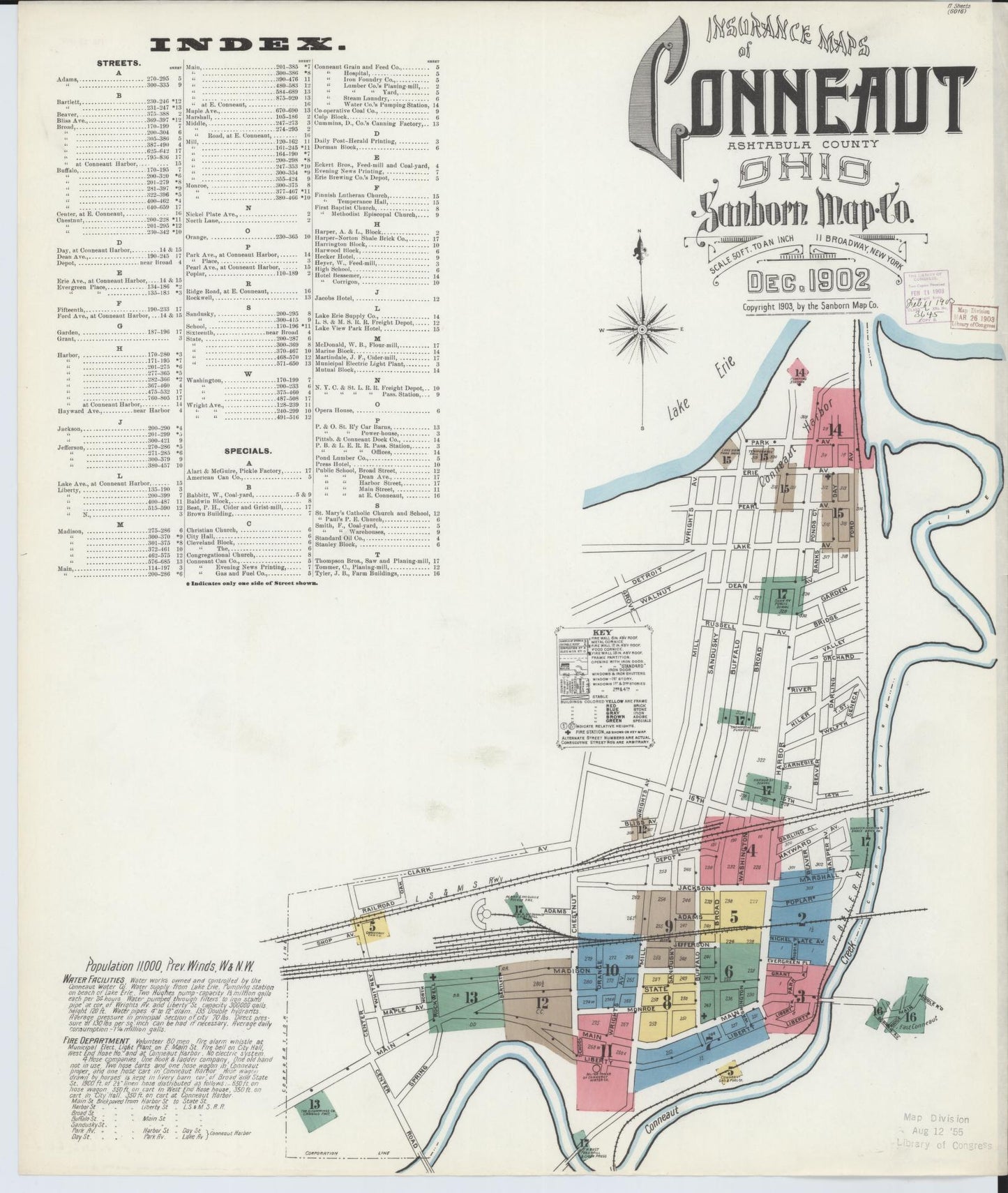 Sanborn Fire Insurance Map from Conneaut, Ashtabula County, Ohio (1902), Sheet #0001 - Historic Sanborn Fire Insurance Map Print, vintage old map wall art, antique decor, genealogy gift, Ohio Ohio map