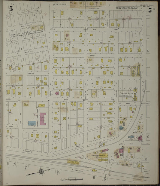 Sanborn Fire Insurance Map from Coalgate, Coal County, Oklahoma (1944), Sheet #0005 - Historic Sanborn Fire Insurance Map Print, vintage old map wall art, antique decor, genealogy gift, Oklahoma Oklahoma map