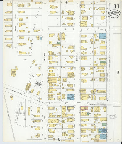 Sanborn Fire Insurance Map from Red Jacket, Houghton County, Michigan (1900), Sheet #0011 - Complete Map Set gallery image, historic Sanborn map, vintage wall art, Michigan Michigan