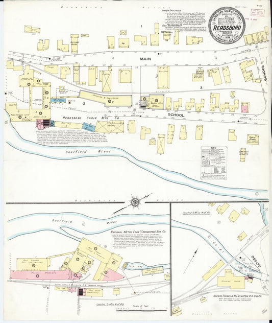 Sanborn Fire Insurance Map from Readsboro, Bennington County, Vermont (1909), Sheet #0001 - Historic Sanborn Fire Insurance Map Print, vintage old map wall art, antique decor, genealogy gift, Vermont Vermont map