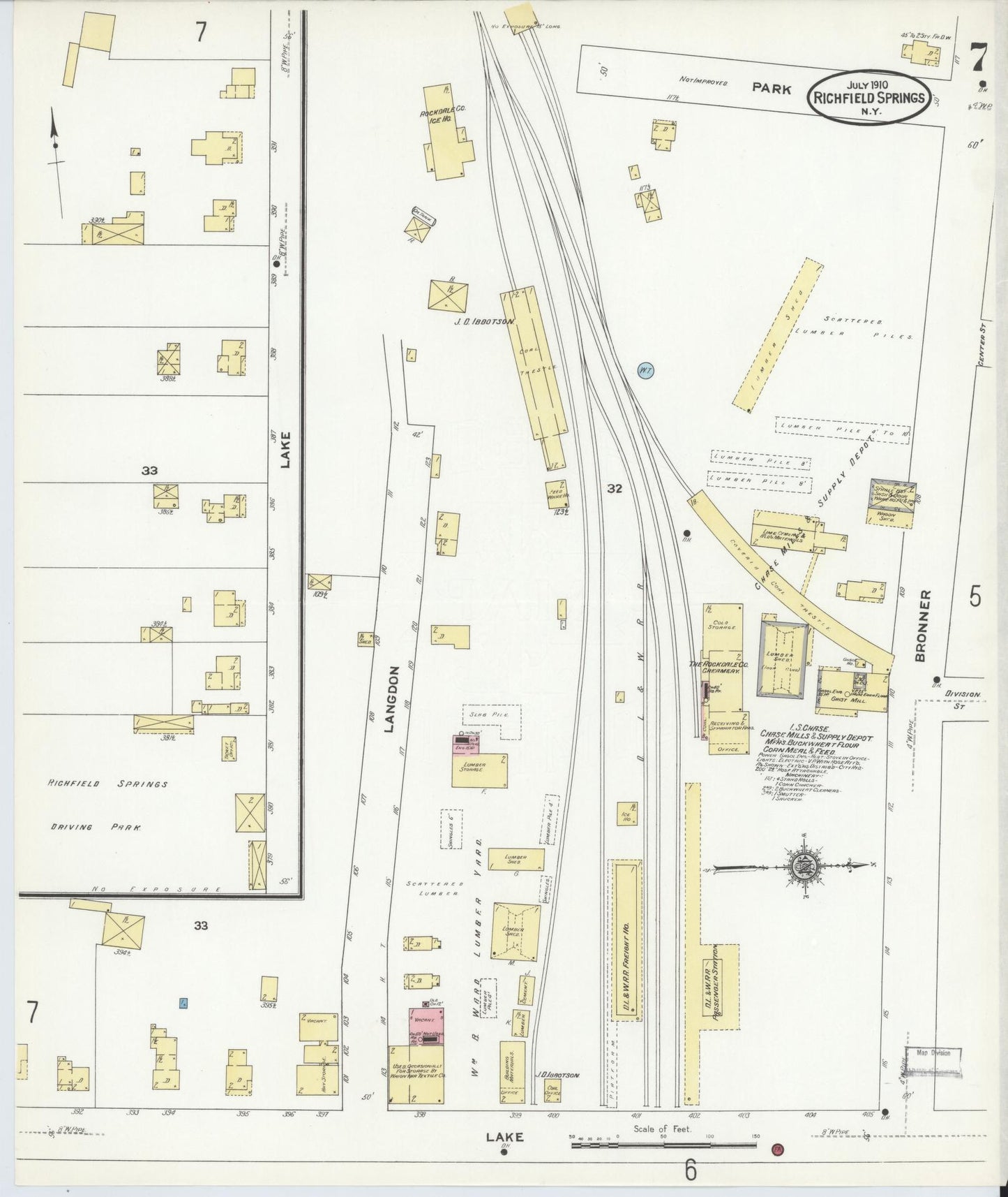 Sanborn Fire Insurance Map from Richfield Springs, Otsego County, New York (1910), Sheet #0007 - Complete Map Set gallery image, historic Sanborn map, vintage wall art, New York New York