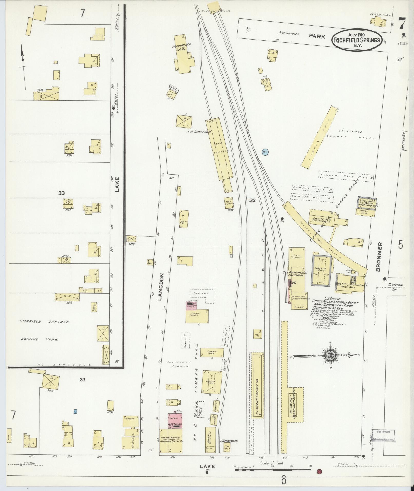 Sanborn Fire Insurance Map from Richfield Springs, Otsego County, New York (1910), Sheet #0007 - Complete Map Set gallery image, historic Sanborn map, vintage wall art, New York New York