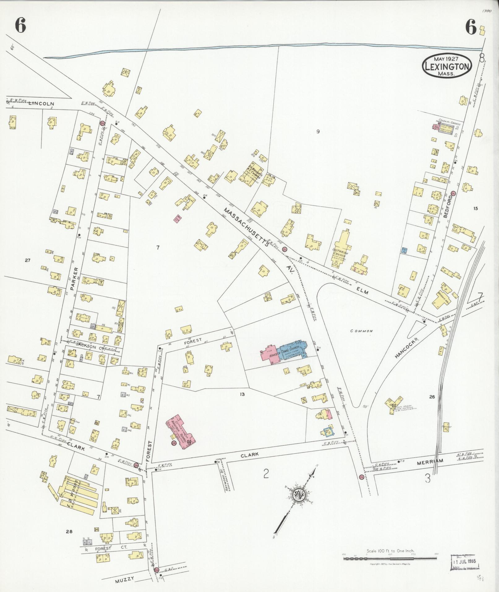 Sanborn Fire Insurance Map from Lexington, Middlesex County, Massachusetts (1927), Sheet #0006 - Complete Map Set gallery image, historic Sanborn map, vintage wall art, Massachusetts Massachusetts