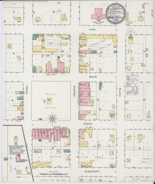 Sanborn Fire Insurance Map from Grant City, Worth County, Missouri (1894), Sheet #0001 - Historic Sanborn Fire Insurance Map Print, vintage old map wall art, antique decor, genealogy gift, Missouri Missouri map