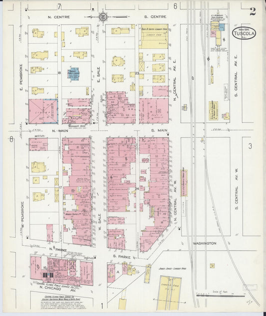 Sanborn Fire Insurance Map from Tuscola, Douglas County, Illinois (1914), Sheet #0002 - Historic Sanborn Fire Insurance Map Print, vintage old map wall art, antique decor, genealogy gift, Illinois Illinois map