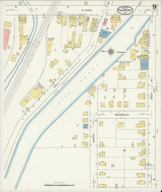 Sanborn Fire Insurance Map from Fairport, Monroe County, New York (1915), Sheet #0009 - Historic Sanborn Fire Insurance Map Print, vintage old map wall art, antique decor, genealogy gift, New York New York map
