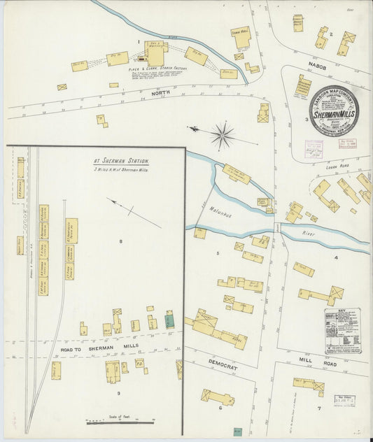 Sanborn Fire Insurance Map from Sherman, Aroostook County, Maine (1906), Sheet #0001 - Historic Sanborn Fire Insurance Map Print, vintage old map wall art, antique decor, genealogy gift, Maine Maine map