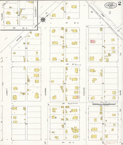 Sanborn Fire Insurance Map from Caldwell, Canyon County, Idaho (1921), Sheet #0002 - Complete Map Set gallery image, historic Sanborn map, vintage wall art, Idaho Idaho