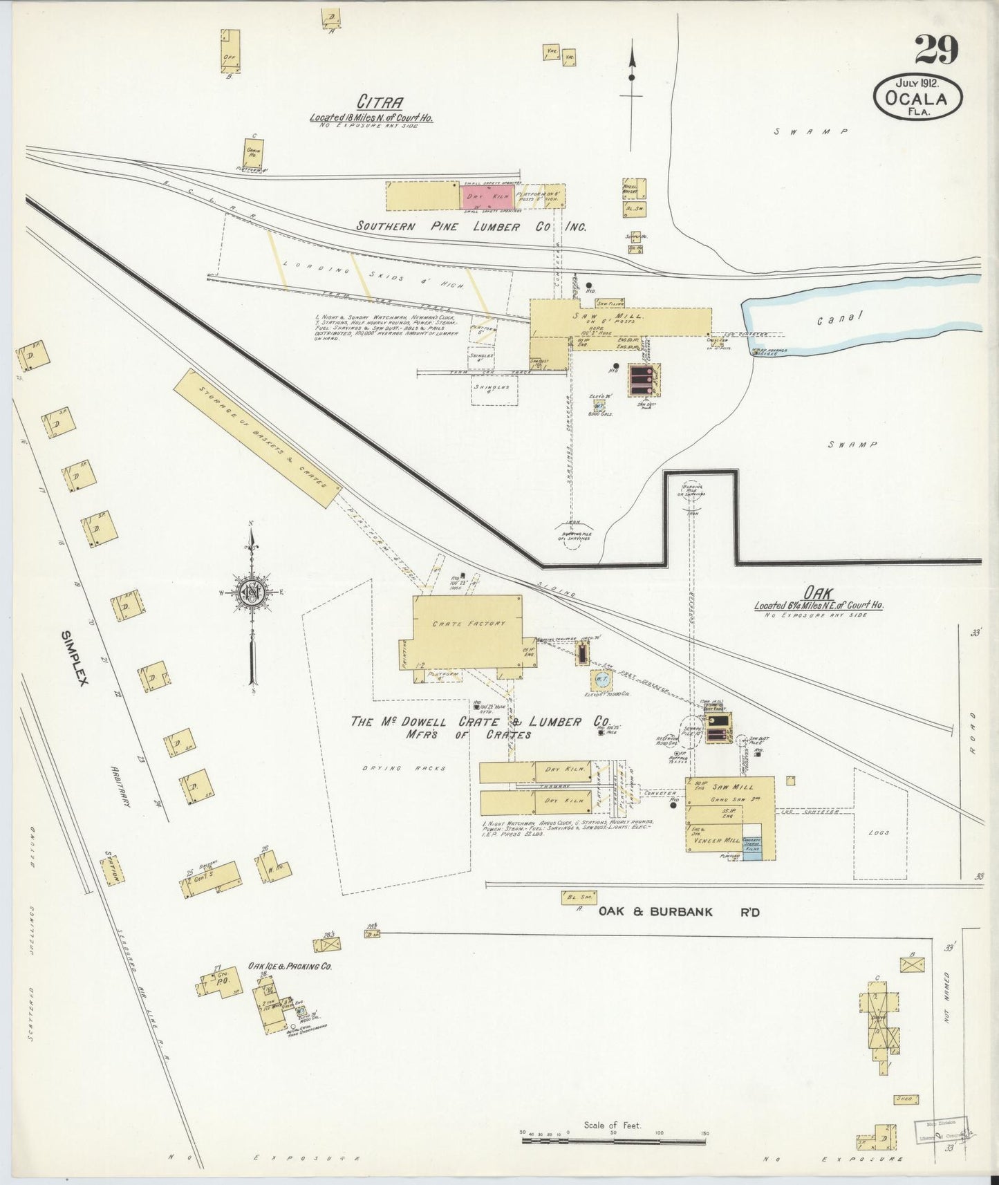 Sanborn Fire Insurance Map from Ocala, Marion County, Florida (1912), Sheet #0029 - Historic Sanborn Fire Insurance Map Print, vintage old map wall art, antique decor, genealogy gift, Florida Florida map