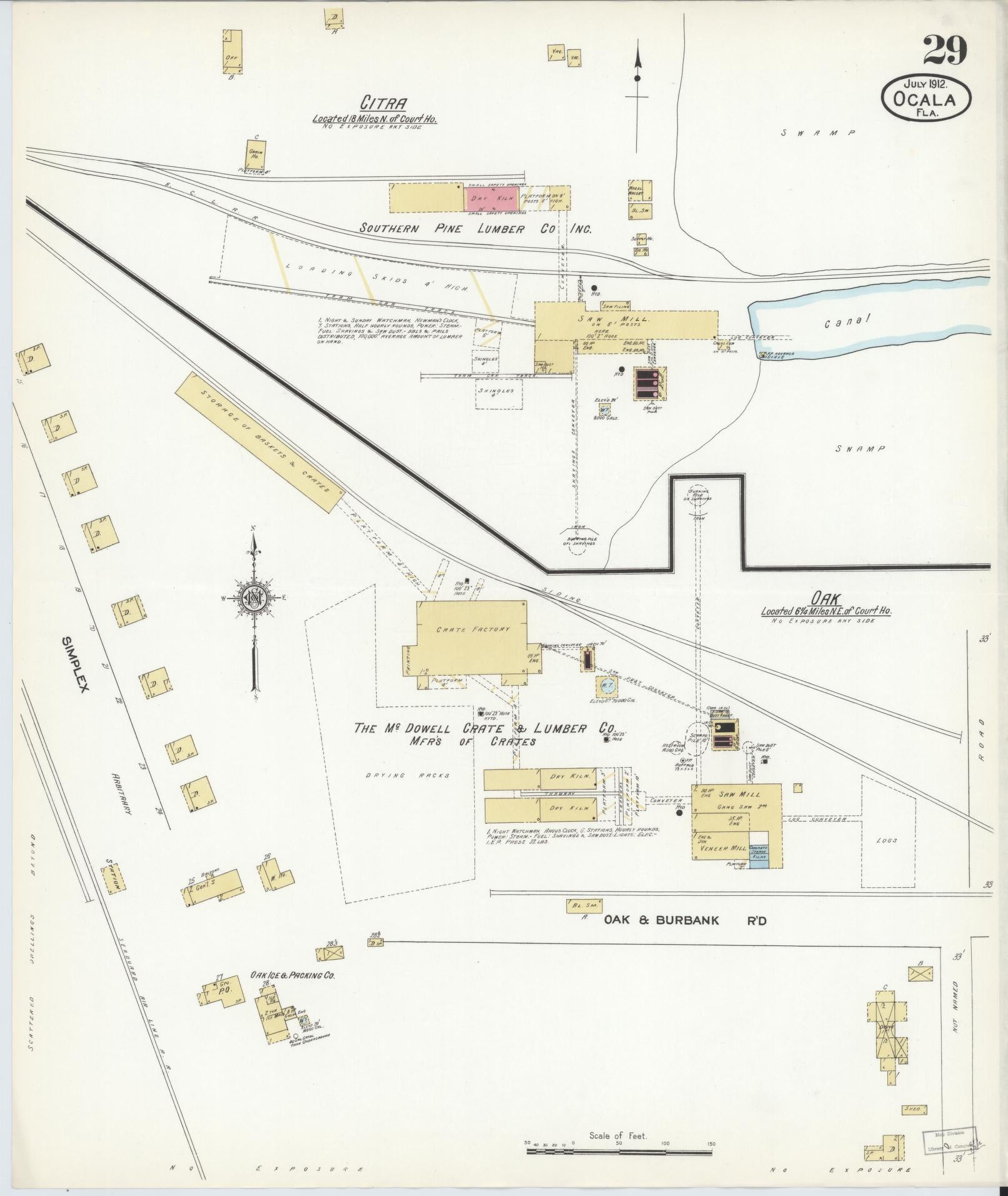 Sanborn Fire Insurance Map from Ocala, Marion County, Florida (1912), Sheet #0029 - Historic Sanborn Fire Insurance Map Print, vintage old map wall art, antique decor, genealogy gift, Florida Florida map