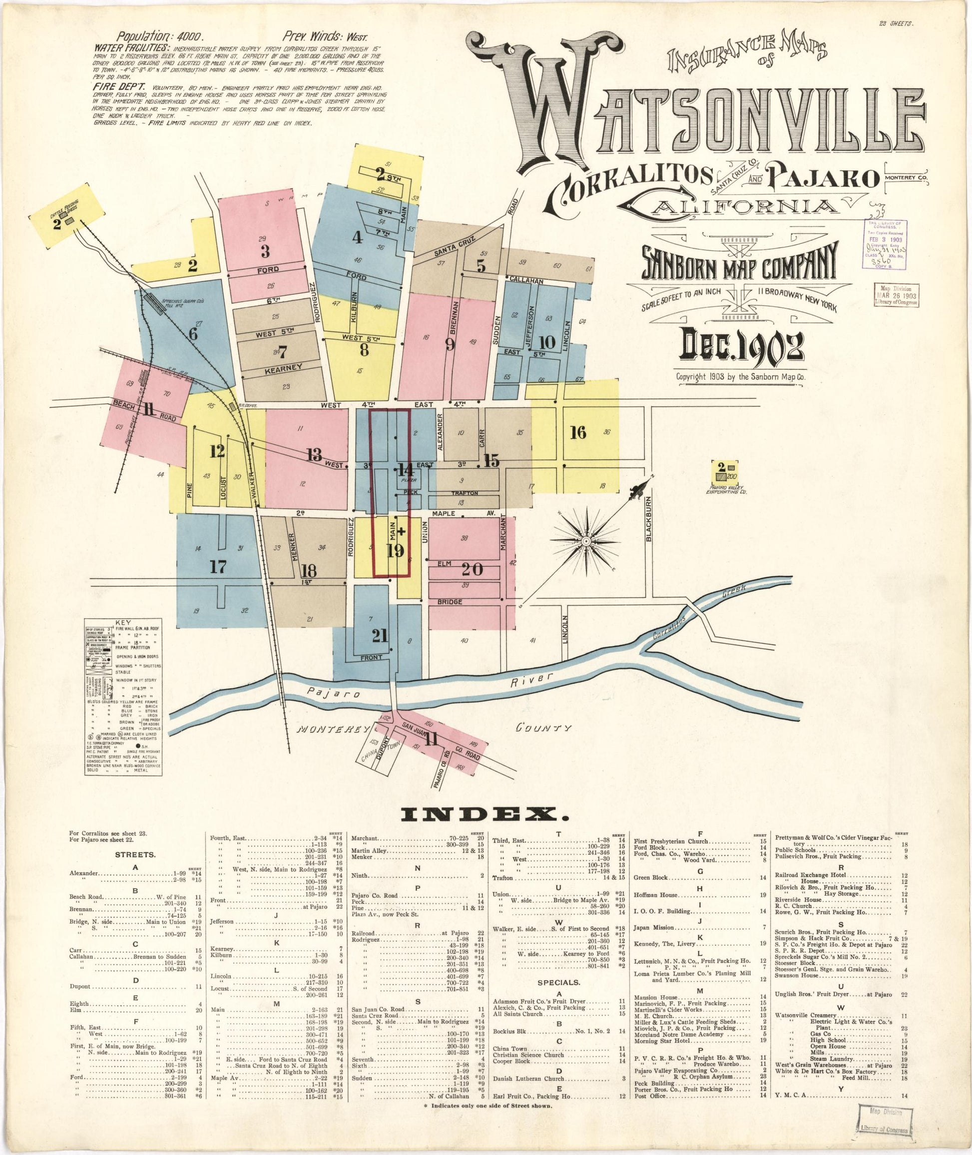 Sanborn Fire Insurance Map from Watsonville, Santa Cruz County, California. (1902) – Historic Sanborn Fire Insurance Map Print