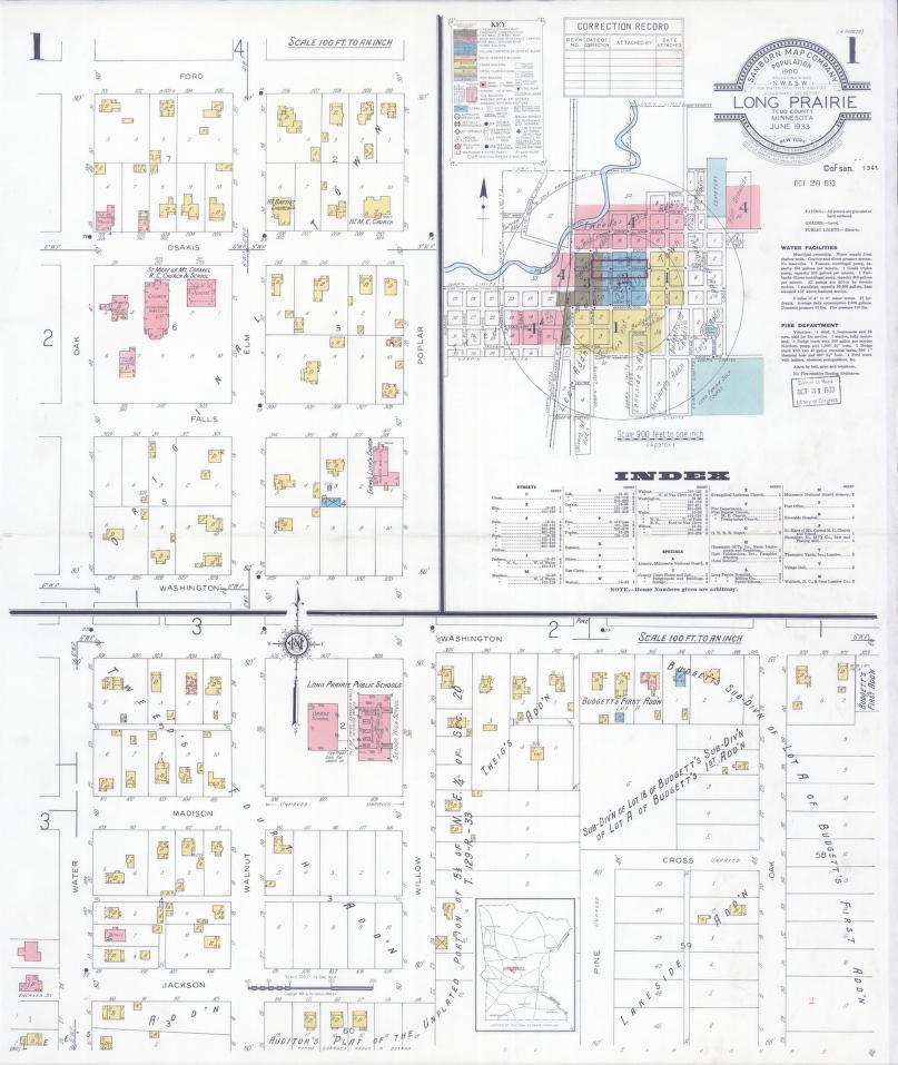 Sanborn Fire Insurance Map from Long Prairie, Todd County, Minnesota. (1933) – Map View