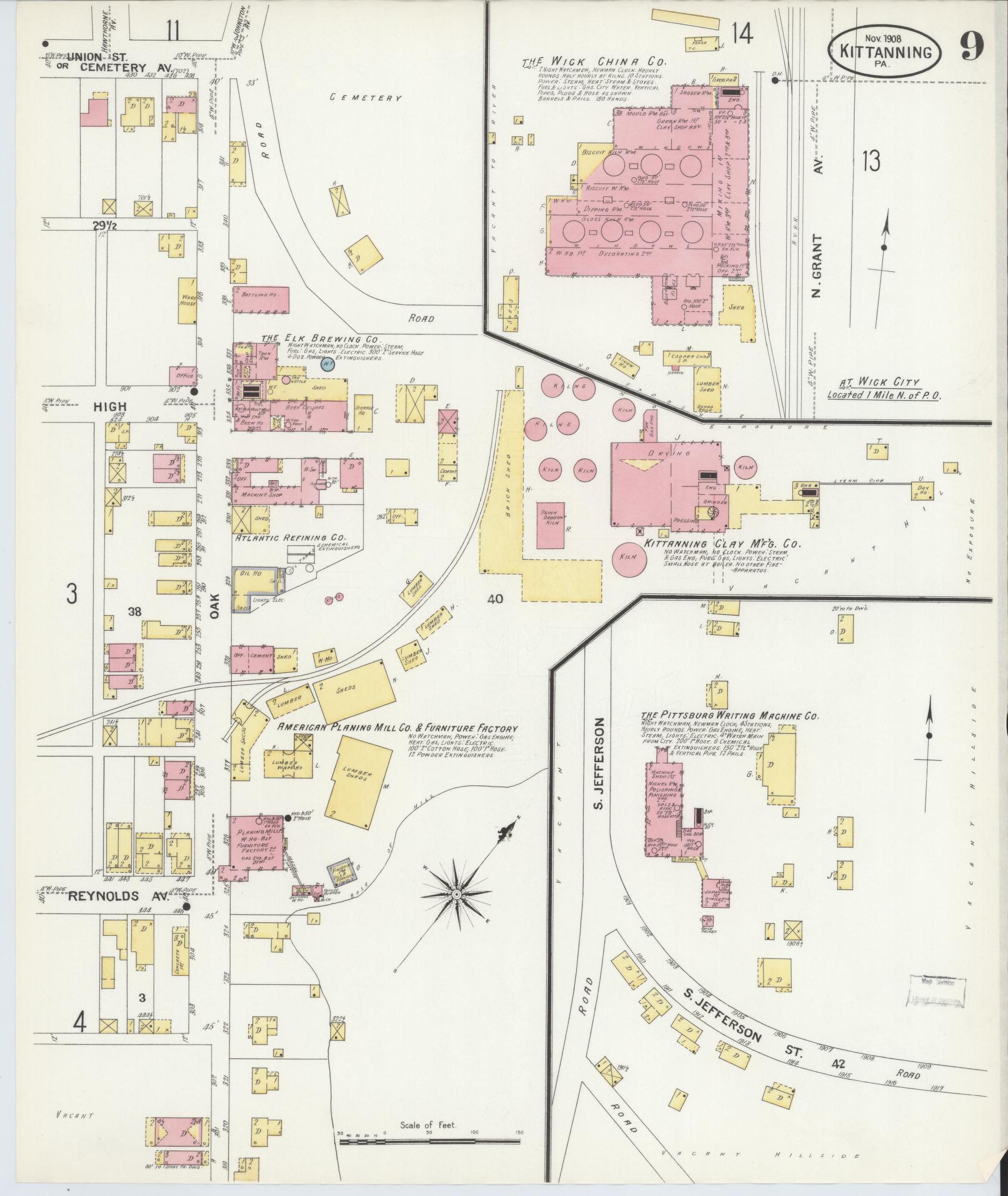 Sanborn Fire Insurance Map from Kittanning, Armstrong County, Pennsylvania (1909), Sheet #0009 - Complete Map Set gallery image, historic Sanborn map, vintage wall art, Pennsylvania Pennsylvania