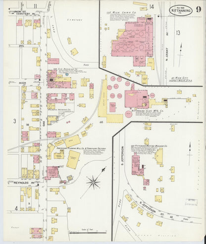Sanborn Fire Insurance Map from Kittanning, Armstrong County, Pennsylvania (1909), Sheet #0009 - Complete Map Set gallery image, historic Sanborn map, vintage wall art, Pennsylvania Pennsylvania