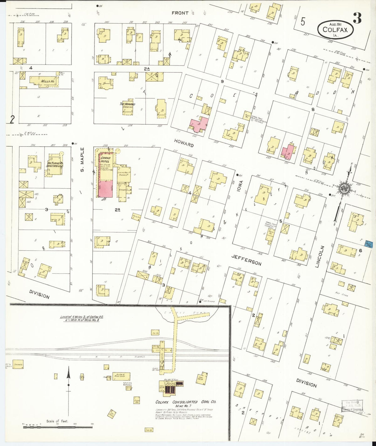 Sanborn Fire Insurance Map from Colfax, Jasper County, Iowa (1911), Sheet #0003 - Historic Sanborn Fire Insurance Map Print