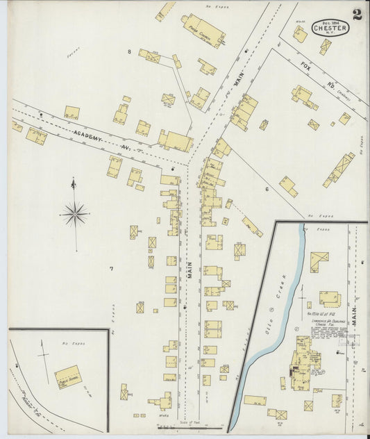 Sanborn Fire Insurance Map from Chester, Orange County, New York (1894), Sheet #0002 - Historic Sanborn Fire Insurance Map Print, vintage old map wall art, antique decor, genealogy gift, New York New York map