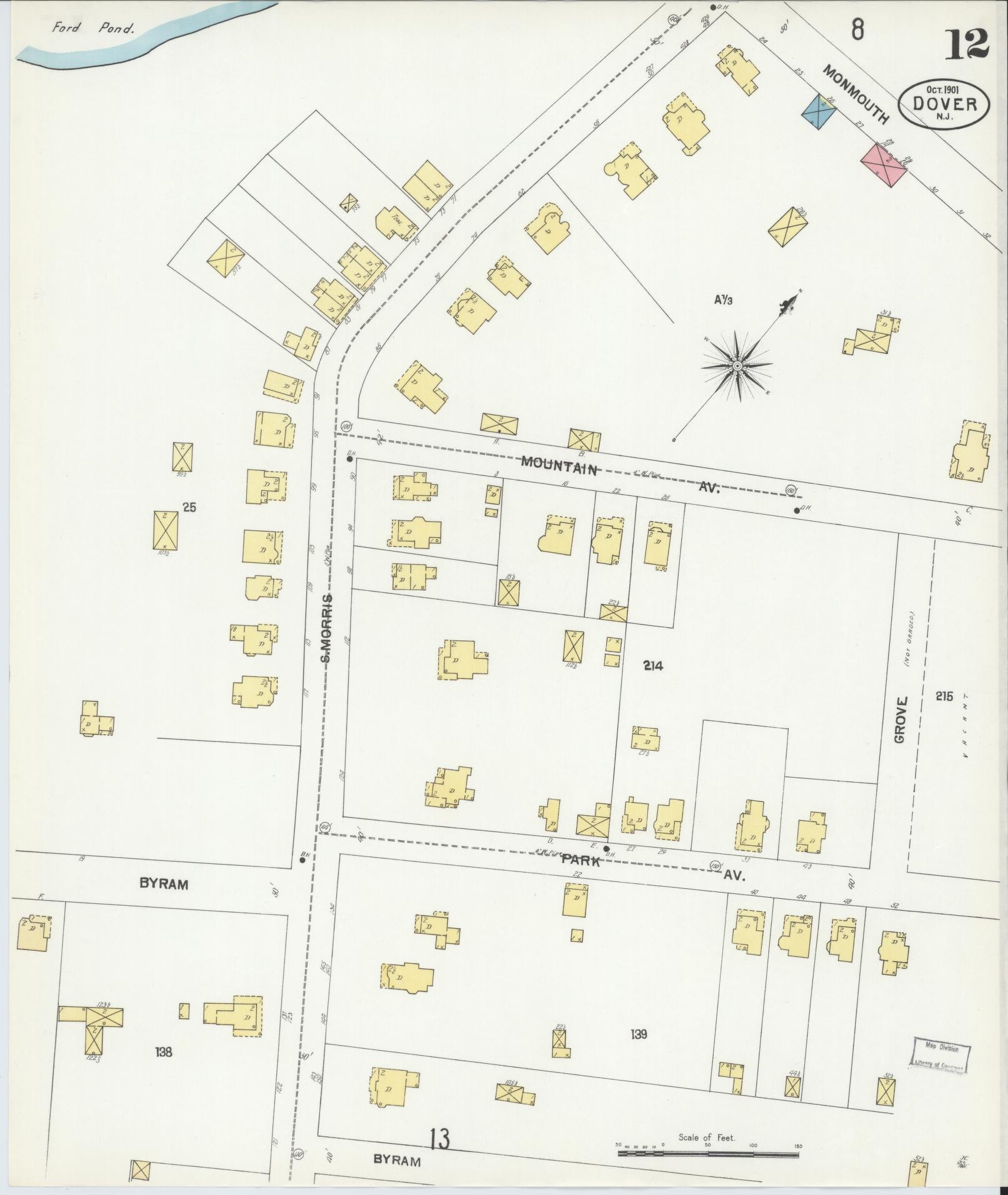 Sanborn Fire Insurance Map from Dover, Morris County, New Jersey (1900), Sheet #0012 - Historic Sanborn Fire Insurance Map Print, vintage old map wall art, antique decor, genealogy gift, New Jersey New Jersey map