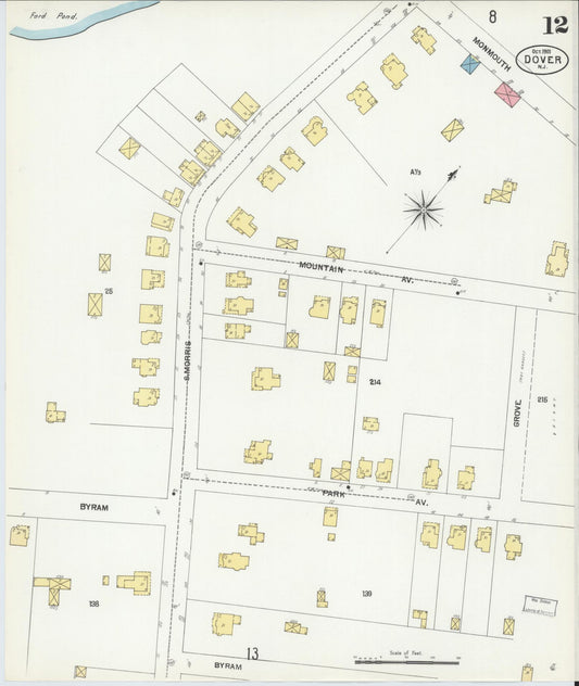 Sanborn Fire Insurance Map from Dover, Morris County, New Jersey (1900), Sheet #0012 - Historic Sanborn Fire Insurance Map Print, vintage old map wall art, antique decor, genealogy gift, New Jersey New Jersey map