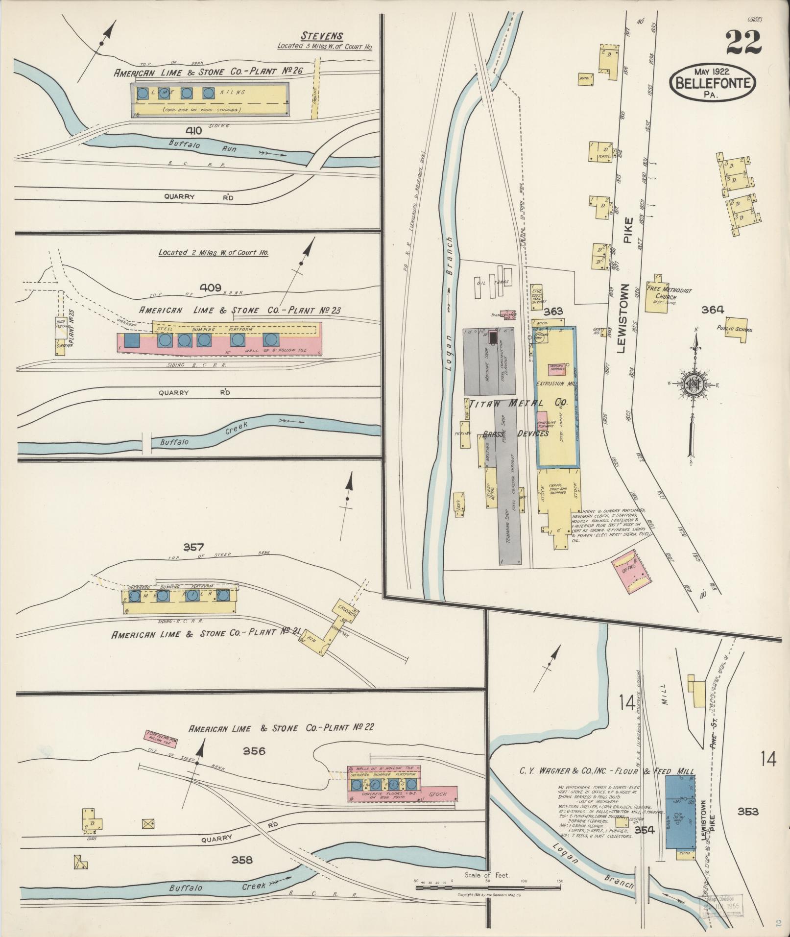 Sanborn Fire Insurance Map from Bellefonte, Centre County, Pennsylvania (1922), Sheet #0022 - Historic Sanborn Fire Insurance Map Print, vintage old map wall art, antique decor, genealogy gift, Pennsylvania Pennsylvania map