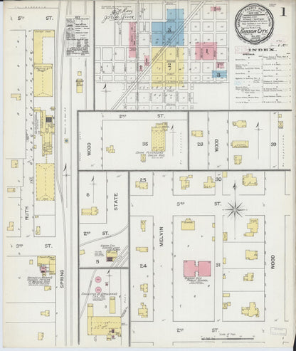Sanborn Fire Insurance Map from Gibson City, Ford County, Illinois (1892), Sheet #0001 - Historic Sanborn Fire Insurance Map Print, vintage old map wall art, antique decor, genealogy gift, Illinois Illinois map