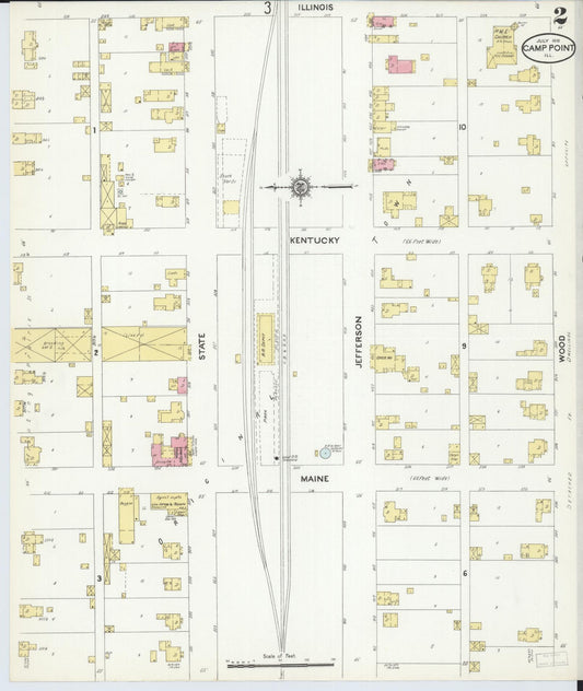 Sanborn Fire Insurance Map from Camp Point, Adams County, Illinois (1910), Sheet #0002 - Historic Sanborn Fire Insurance Map Print, vintage old map wall art, antique decor, genealogy gift, Illinois Illinois map